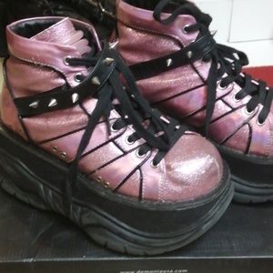 Pink Holographic + Glitter Platform Sneakers